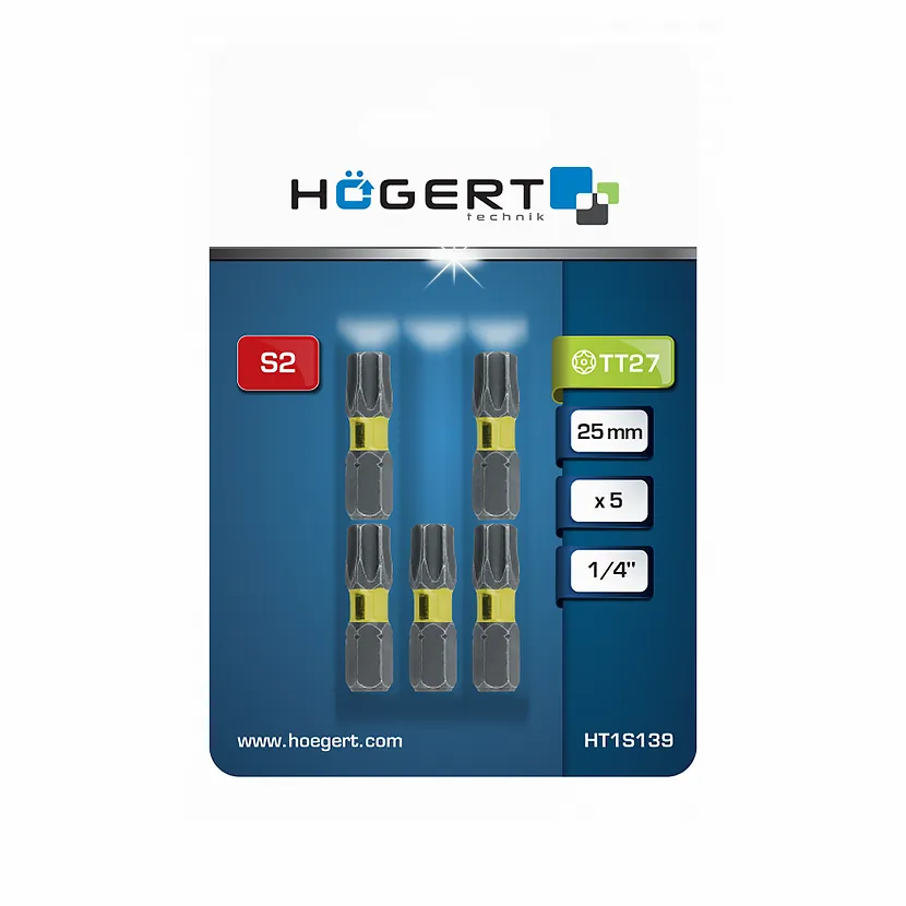Slika proizvoda: BIT TORX TT27 25 MM BLISTER 5 KOM HOGERT HT1S139