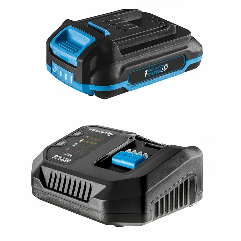 Slika proizvoda: AKU UDARNA BUŠILICA 50 Nm 18V + BATERIJA 2.0Ah 18V + PUNJAČ 4A 18V + BMC HOGERT HT2E245-B12PD