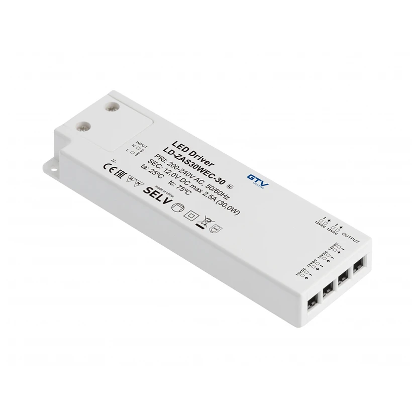 Slika proizvoda: LED NAPAJANJE SLIM EASY CLIK  9W 220-240VAC. 12VDC IP20 GTV LED LD-ZAS09WEC-30