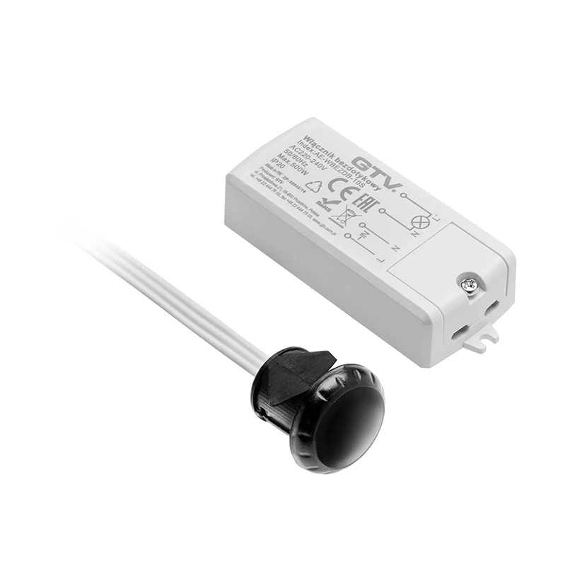Slika proizvoda: PREKIDAČ BEZKONTAKTNI JEDNA BRZINE 110-240V IP20 GTV LED AE-WBEZDB-10S