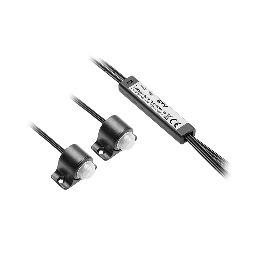 Slika proizvoda: PREKIDAČ SA DVA SENZORA POKRETA 12-24V DC IP20 GTV LED AE-WBEZDPIR2-20