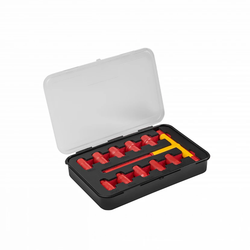 Slika proizvoda: SET IZOLIRANIH UTIČNICA S T-KLJUČEM 1000V,11 KOMADA HOGERT HT1E102